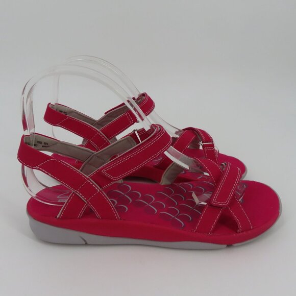 Clarks Womens 7 M 15906 Pink Gray Strappy Hook and Loop Comfort Sandals Shoes - Picture 7 of 13